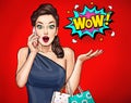 Surprised young woman with open mouth.Wow woman Royalty Free Stock Photo