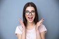 Surprised young woman in glasses Royalty Free Stock Photo