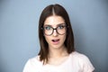 Surprised young woman in glasses Royalty Free Stock Photo