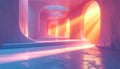 Surreal Abstract Architectural Corridor with Light Rays Royalty Free Stock Photo