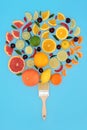 Surreal Abstract Citrus Fruit Paintbrush Tree Design