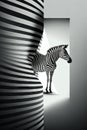 Surreal abstract concept illustration of a zebra and black and white stripes.