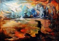surreal or abstract landscape oil painting. Modern art illustration. Named Nowhere. Original composition