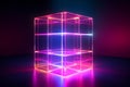 Surreal Abstract neon cube. Generate Ai