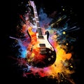 Surreal abstract splashy explosive electric rockstar hard rock guitar digital print Royalty Free Stock Photo