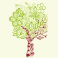 Surreal abstract tree art, vector