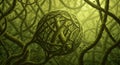A surreal, AI-generated artwork depicting a dense network of intertwining vines in a Royalty Free Stock Photo