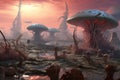 Surreal alien fantasy landscape. Generate Ai
