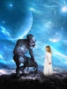 Surreal Alien Planet, Girl, Imagination Royalty Free Stock Photo