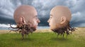 Surreal Aliens, Human Heads, Couple Royalty Free Stock Photo