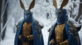Surreal Animal Hybrid Cosplay Characters In Blue Cloaks And Beards