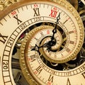 Surreal antique old clock abstract fractal spiral. Watch clocks with mechanism unusual abstract texture fractal pattern background Royalty Free Stock Photo