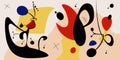 Surreal art illustration in Joan Miro style. Abstract Painting with Geometric Shapes