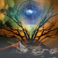 Surreal artisitc image with time spiral Royalty Free Stock Photo