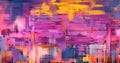 Abstract oil painting on canvas, hand drawn artwork in contemporary style with pink and violet accents. Modern art made with rough Royalty Free Stock Photo