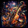 Surreal Artwork: Harmonious Symphony of Musical Instruments in a Mesmerizing Star Cluster