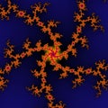 surreal background / fractal orange blue /orange flower on dark blue background Royalty Free Stock Photo