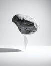 Surreal Balance of a Heavy Rock on a Delicate Feather Royalty Free Stock Photo