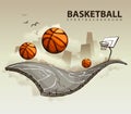 Surreal basketball court Royalty Free Stock Photo