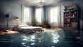 Surreal Bedroom Flooded with Water