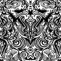 Surreal black and white abstract fantastic ornament. Psychedelic stylish card. Vector illustration.