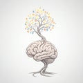 Surreal brain tree illustration with multicolored leaves symbolizing creativity Royalty Free Stock Photo