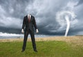 Surreal Businessman, Tornado, Storm, Business Royalty Free Stock Photo