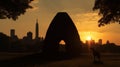 Surreal Central Park: Cleopatra\'s Needle Dog Park At Sunset