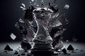 surreal chess game with broken and twisted pieces, surrounded by shattered glass Royalty Free Stock Photo