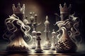 surreal chess scene, with drooping king and queen pieces Royalty Free Stock Photo