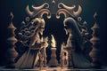 surreal chess scene, with drooping king and queen pieces Royalty Free Stock Photo