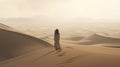 Surreal Cinematic Minimalistic Shot In The Style Of Woman In The Dunes Royalty Free Stock Photo