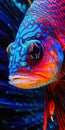 Unconventional Beauty: A Surreal Closeup of a Brightly Colored Fish with Red Lips and Glowing Magenta Face Royalty Free Stock Photo