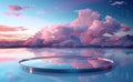 Surreal Cloudscape with Reflective Platform. Generative ai Royalty Free Stock Photo