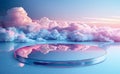 Surreal Cloudscape with Reflective Platform. Generative ai Royalty Free Stock Photo