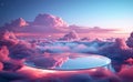 Surreal Cloudscape with Reflective Platform. Generative ai Royalty Free Stock Photo