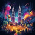 Surreal collage of Kuala Lumpur's vibrant nightlife