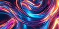 A surreal, colorful abstract background featuring swirling, intertwined ribbons of neon light. The