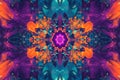 A surreal, colorful abstract background inspired by kaleidoscopic fractals. The intricate,