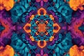 A surreal, colorful abstract background inspired by kaleidoscopic fractals. The intricate,