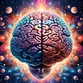 Surreal colorful futuristic space brain mind intelligence entity