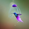A surreal combination of a hummingbird and a jellyfish, with delicate feathers and trailing ethereal tentacles1, Generative AI