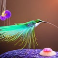 A surreal combination of a hummingbird and a jellyfish, with delicate wings and trailing tentacles4, Generative AI