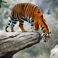 A surreal combination of a tiger and a butterfly, blending the strength and beauty of both creatures3, Generative AI