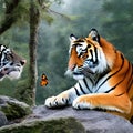 A surreal combination of a tiger and a butterfly, blending the strength and beauty of both creatures5, Generative AI