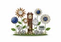 Surreal composition featuring various types of clocks designed as flowers with faces as blossoms. A Royalty Free Stock Photo