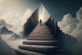 surreal concept of a person climbing stairs. Illustration AI Generative Royalty Free Stock Photo