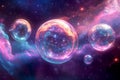 A surreal cosmic bubble background featuring galaxy colors, nebula-inspired swirls, and floating celestial bubbles Royalty Free Stock Photo