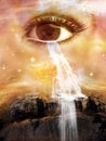 Surreal Cosmic Eye, Waterfall, Tears, Cry, Water