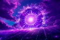 Surreal Cosmic Gateway in a Starry Sky with Purple Clouds Digital Art Concept for Science Fiction and Fantasy Royalty Free Stock Photo